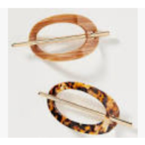 Brand New by Anthropologie Oval Resin Hair Pins, Pack of 2 - Picture 2 of 2